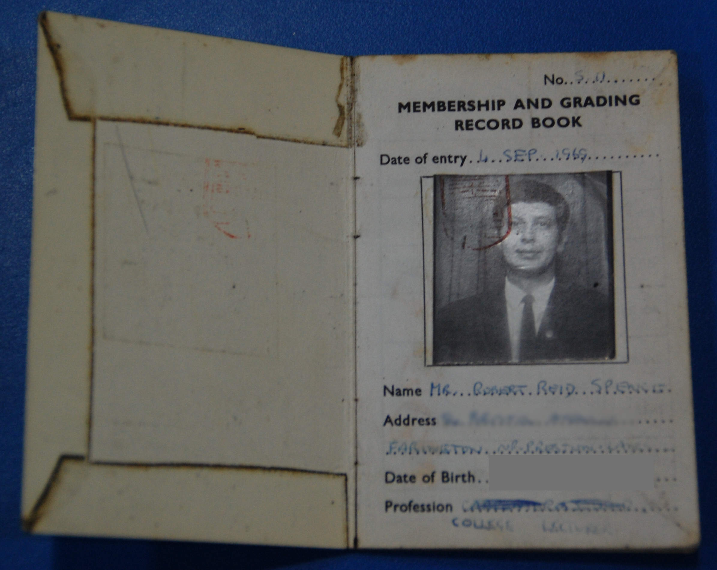 Spence Sensei first membership booklet